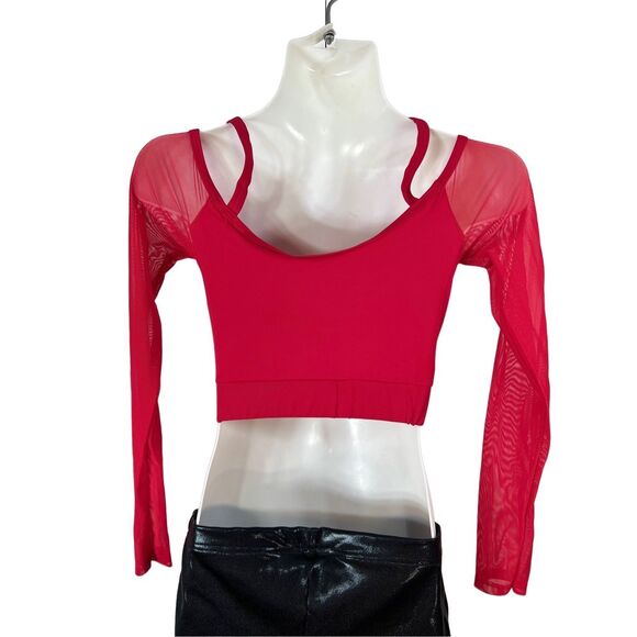 Balera Hip Hop Dance Costume Size Small 2pc Red Black Leather Sandy Grease - Picture 4 of 10